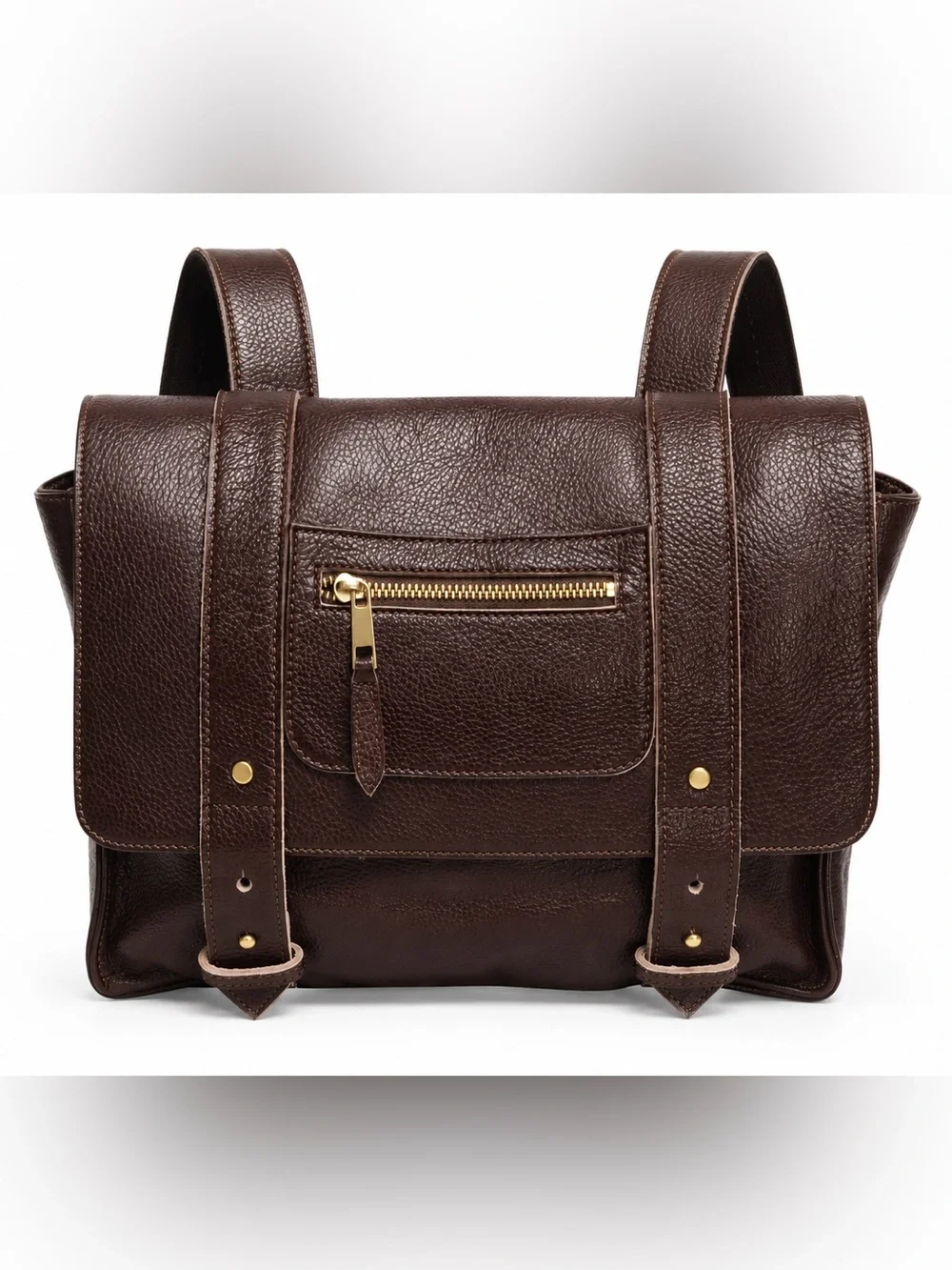 VereVerto NWOT Repetto Brown Pebble Leather Convertible Backpack Messenger Bag